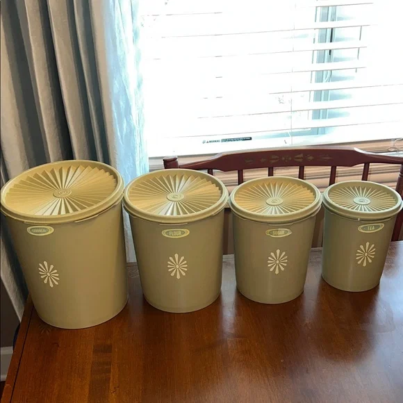 Vintage Green Tupperware Canister Set - Picture 2 of 2